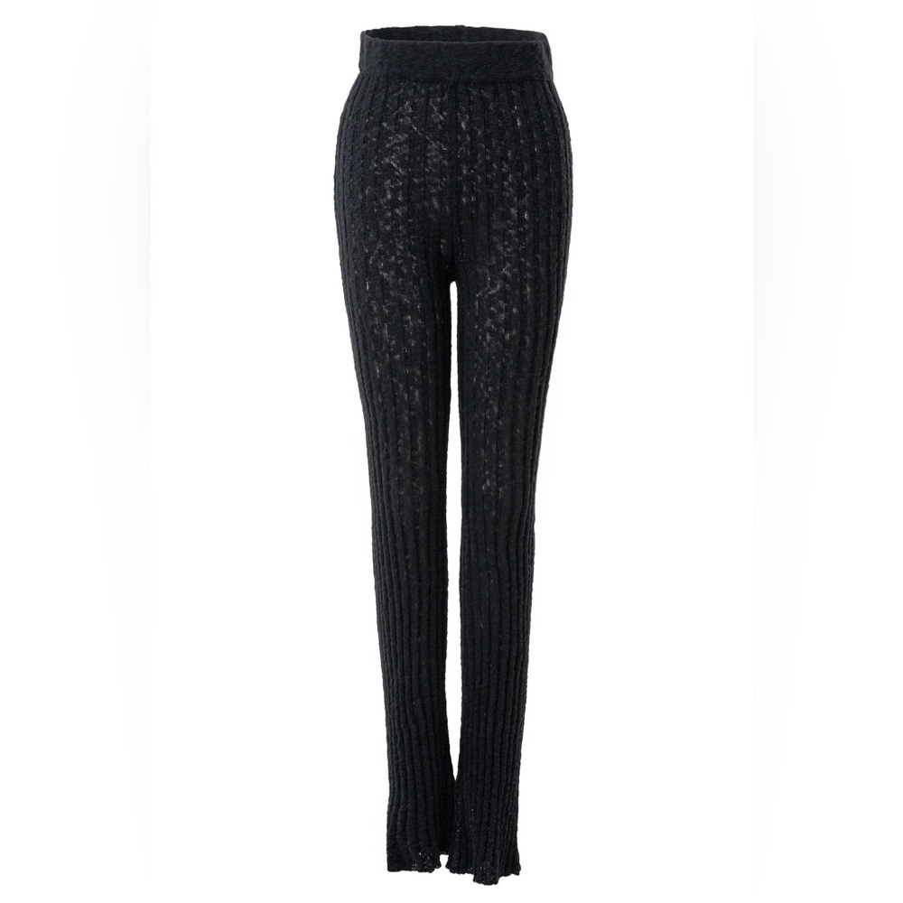 JLUXLABEL Black Lanah Knit Flare Pants